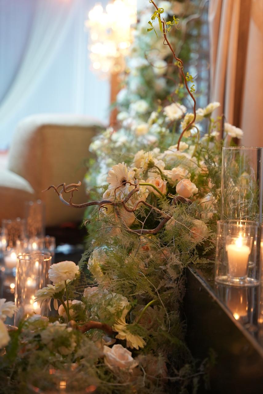 Luxury wedding at Palace Layali in Casablanca — floral installations, candlelight and refined tablescapes, produced by SBAI Events Production